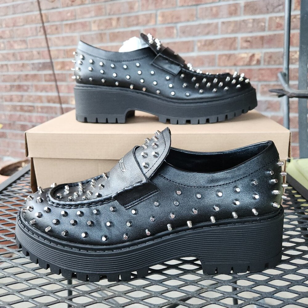 Steve Madden Black Studded Loafers